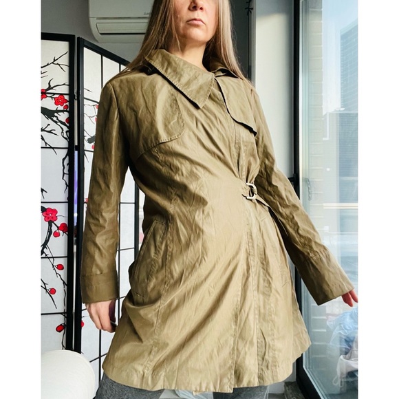 Ali RO Waist Belt Cloak Army Green Self Tie Layer Wrap Trench Coat - Picture 7 of 17